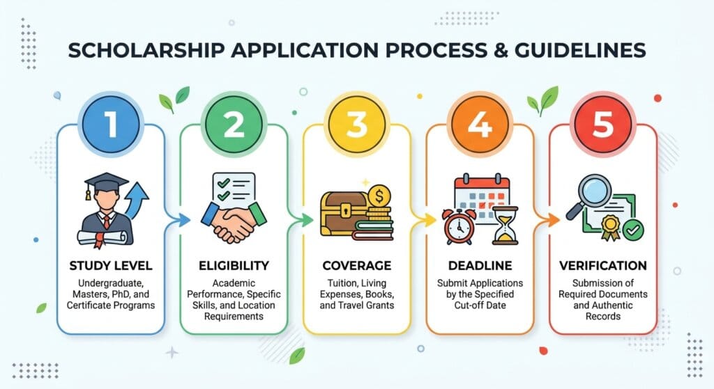 How to choose a study abroad scholarship platform — study level, eligibility, coverage, deadline, verification